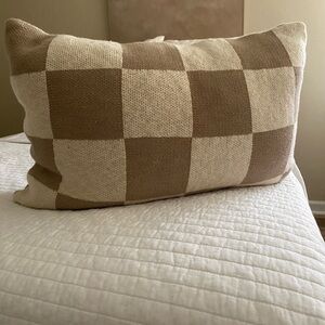 Plaid Tan and Cream Throw Pillow
